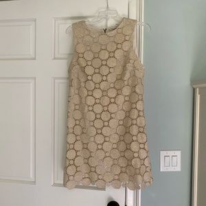 Alice + Olivia Gold Sparkle Lace Shift Dress Sz 6